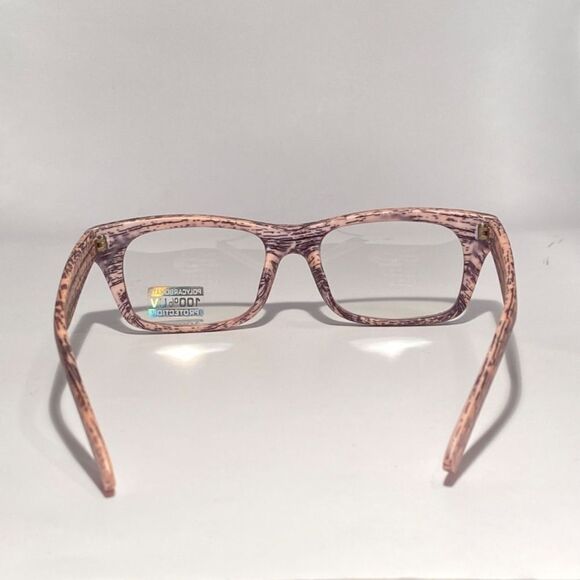 0725 Rectangular Sunglasses with a Wood Grain Print NWT - Picture 4 of 8